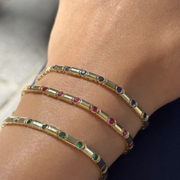 14 Ayar Kırmızı Sıra Taşlı Bileklik