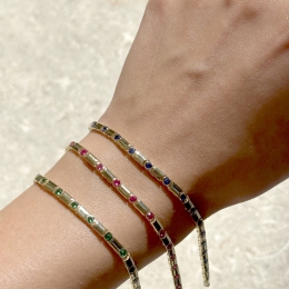 14 Ayar Yeşil Sıra Taşlı Bileklik