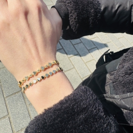 14 Ayar Kalp Ve Yıldız Motifli Bileklik