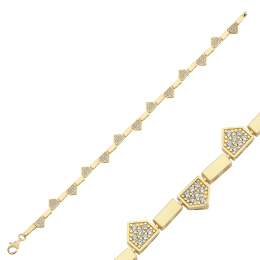 14 Ayar Zirkon Taşlı Asimetrik Elegant Bileklik