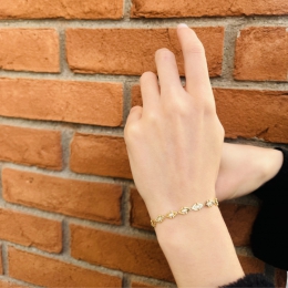 14 Ayar Taşlı Markiz Model Bileklik