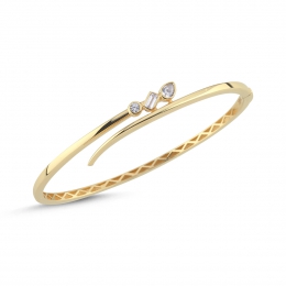 14 Ayar Üç Taşlı Kelepçe Bileklik