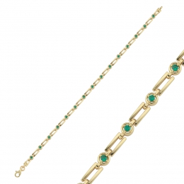 14 Ayar Yeşil Taşlı Bileklik