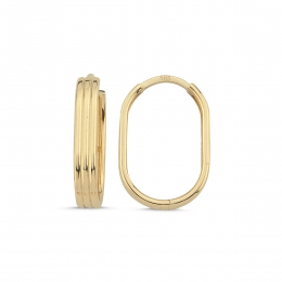 14 Ayar Oval Halka Küpe